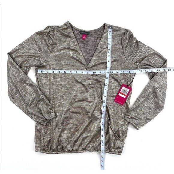 Vince Camuto Blouse Top XS Gold Sparkle Silver - Picture 4 of 7